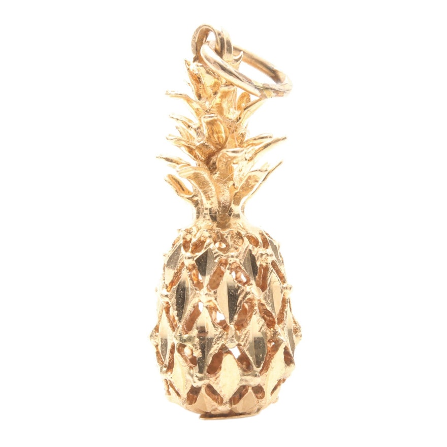 14K Yellow Gold Pineapple Pendant