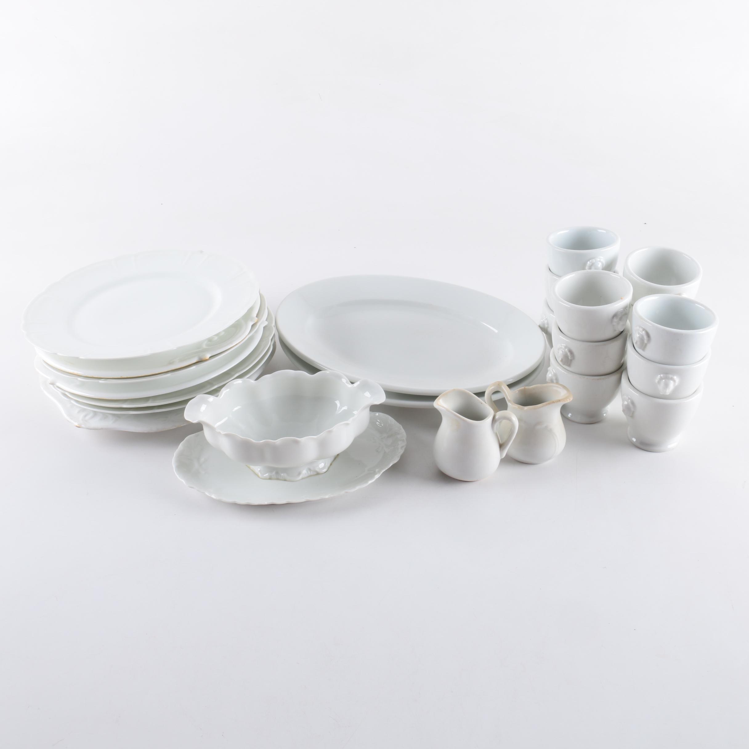 Antique English Ironstone Cups and Other Tableware Including Haviland