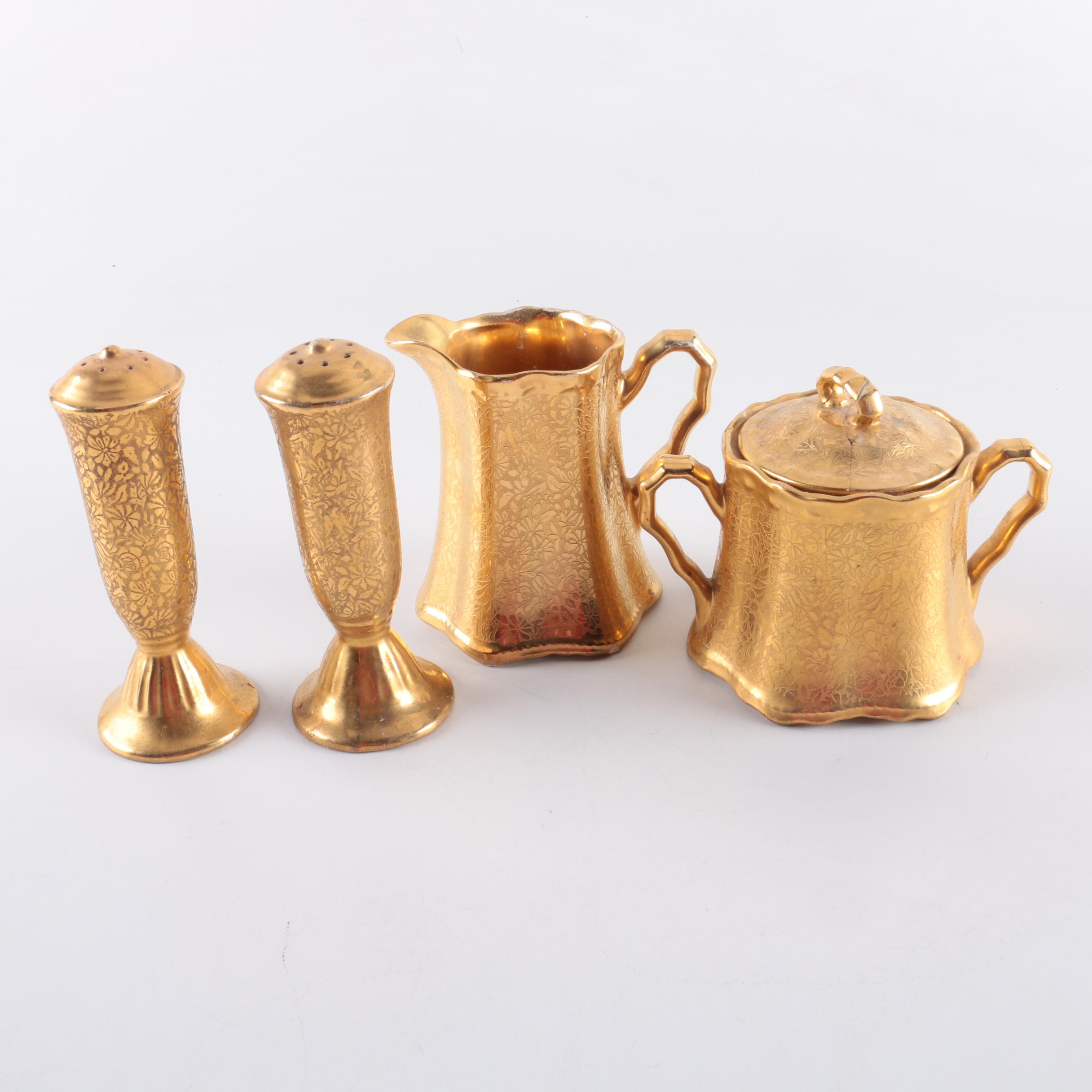 Wheeling Decorating Company Gold Encrusted Serveware