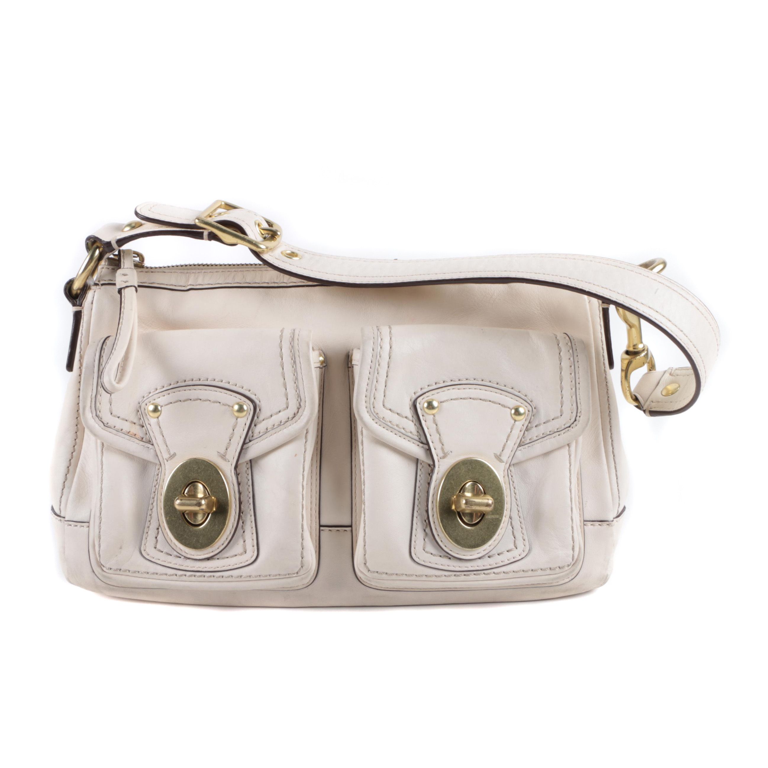 Coach Ivory Legacy Leather Turn Lock Shoulder Bag