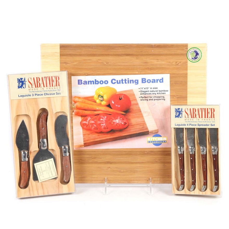 Sabatier Hors D'oeuvre Knives and Bamboo Cutting Board