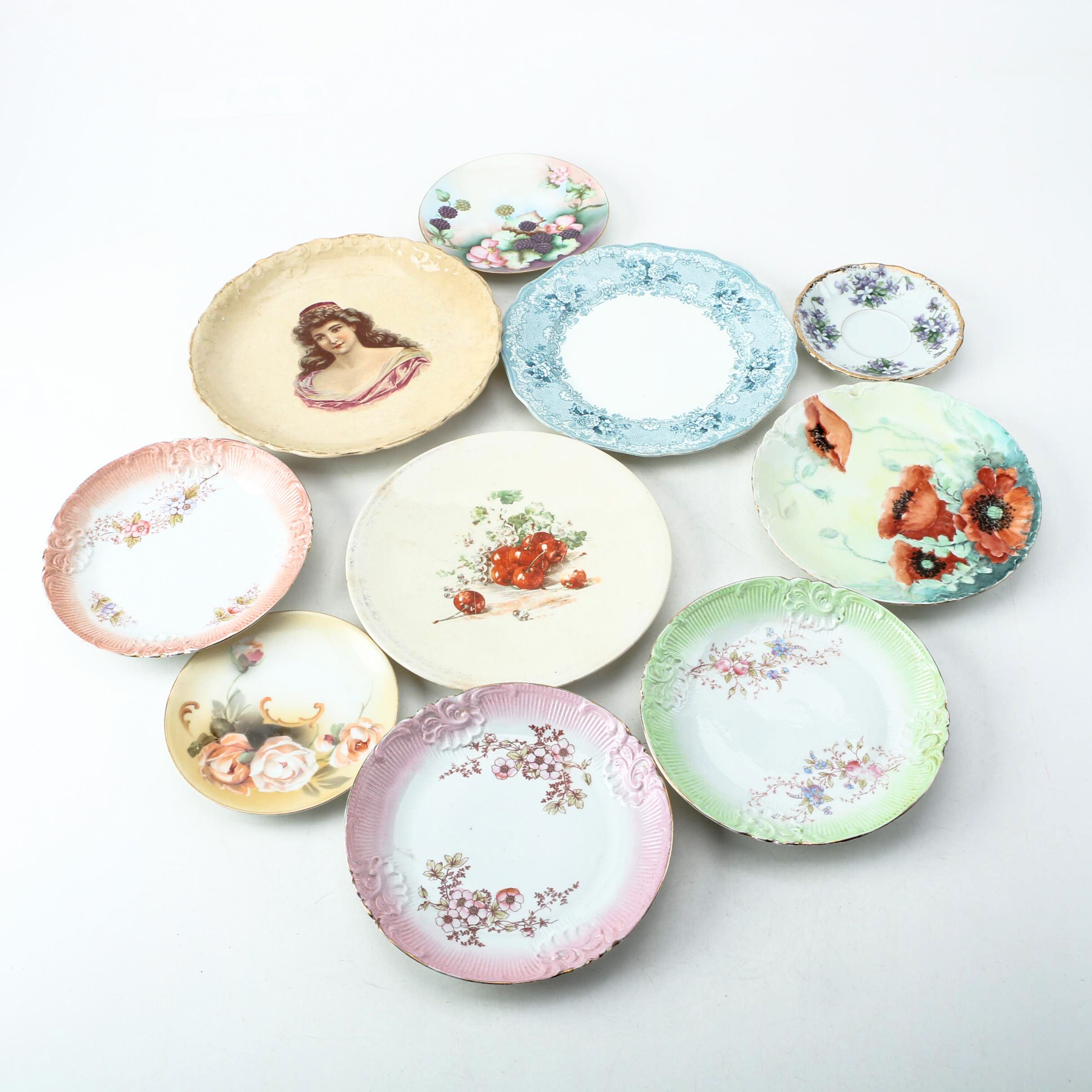 Vintage Porcelain Plates Including Tillowitz and Maddock & Sons