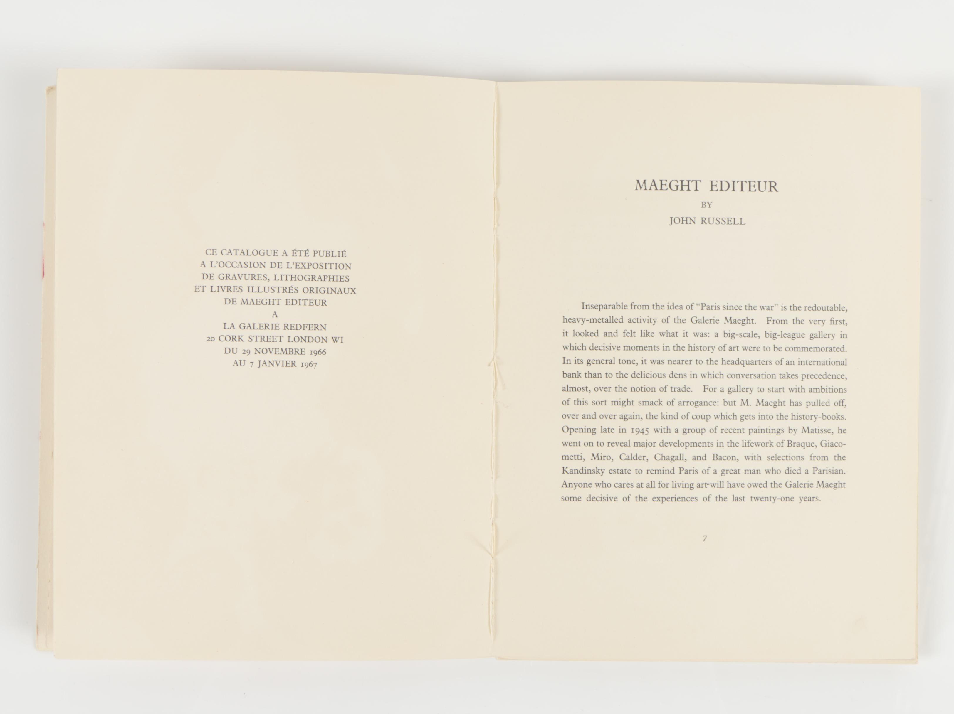 1966 "Gravures Maeght Editeur" Exhibition Catalogue