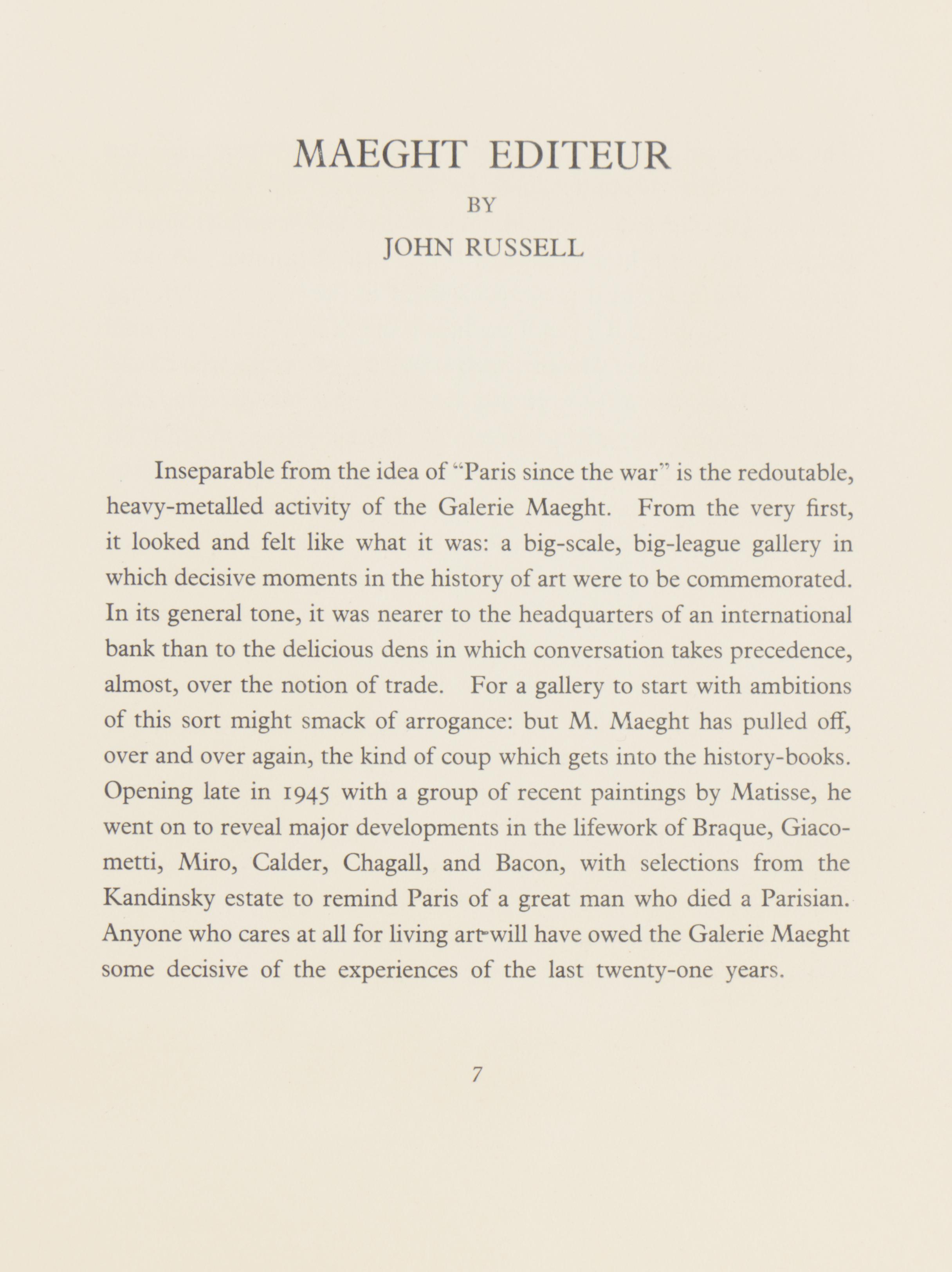 1966 "Gravures Maeght Editeur" Exhibition Catalogue