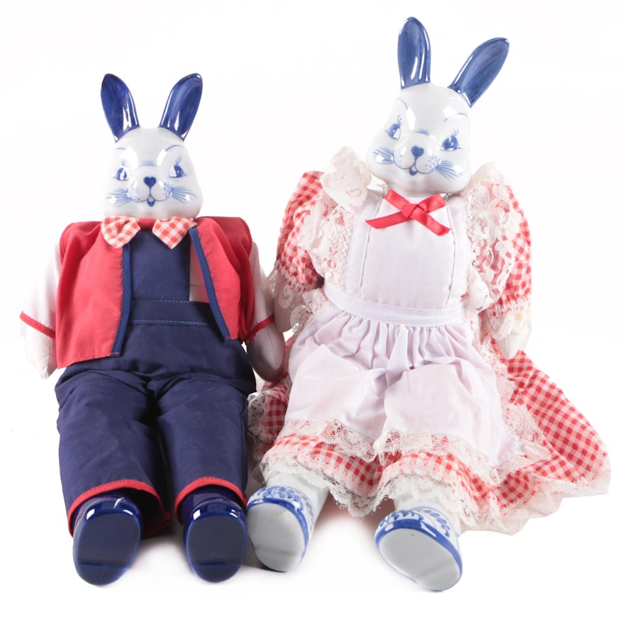 Vintage Hand-Painted Porcelain Bunny Dolls