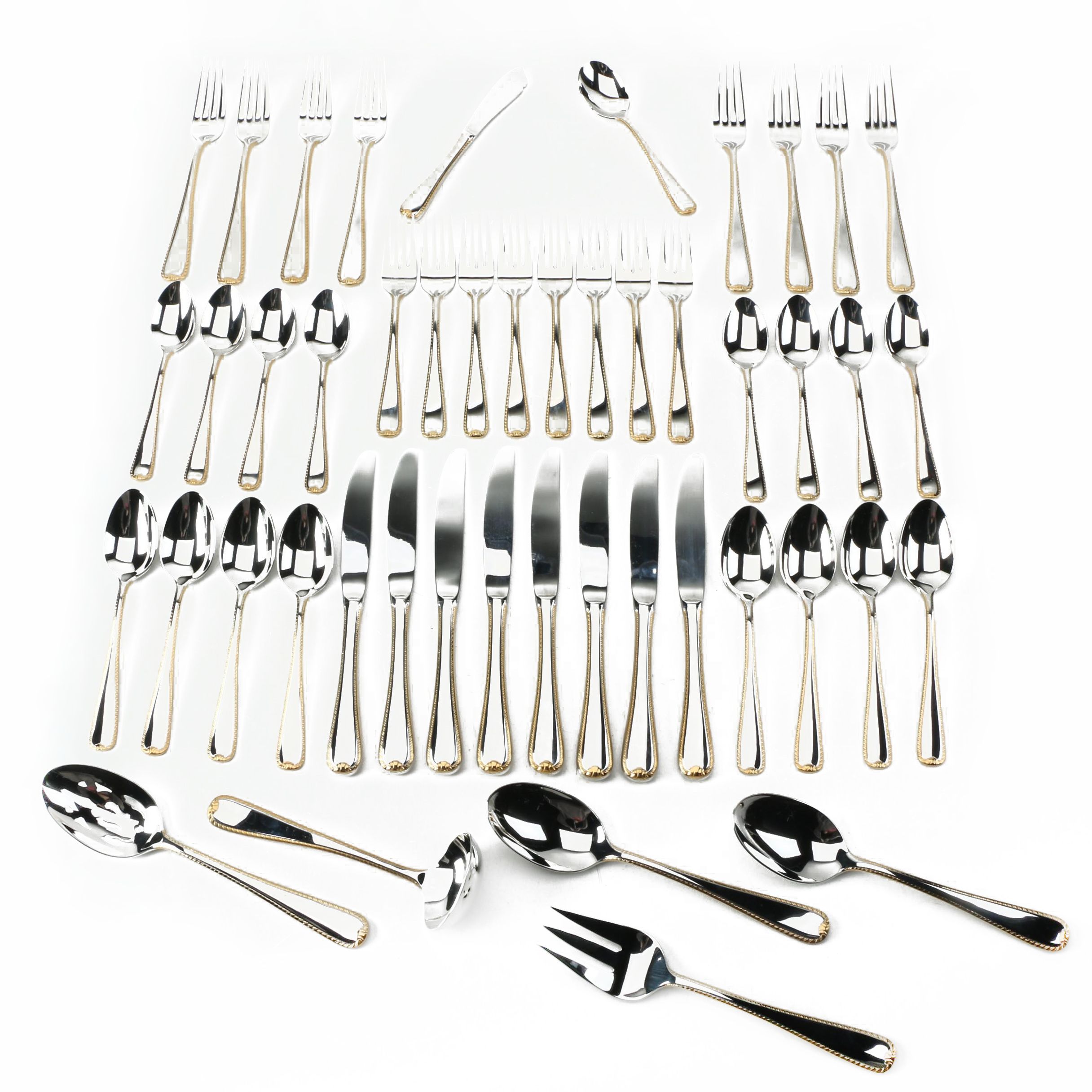 Gorham "Golden Ribbon Edge" Stainless Flatware