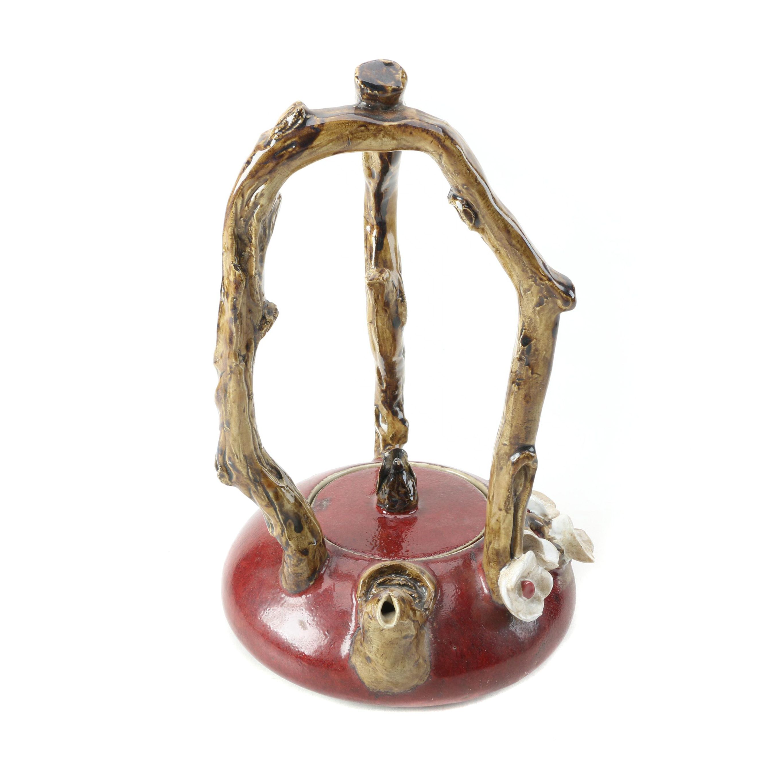 Vintage Ceramic Cherry Blossom Teapot