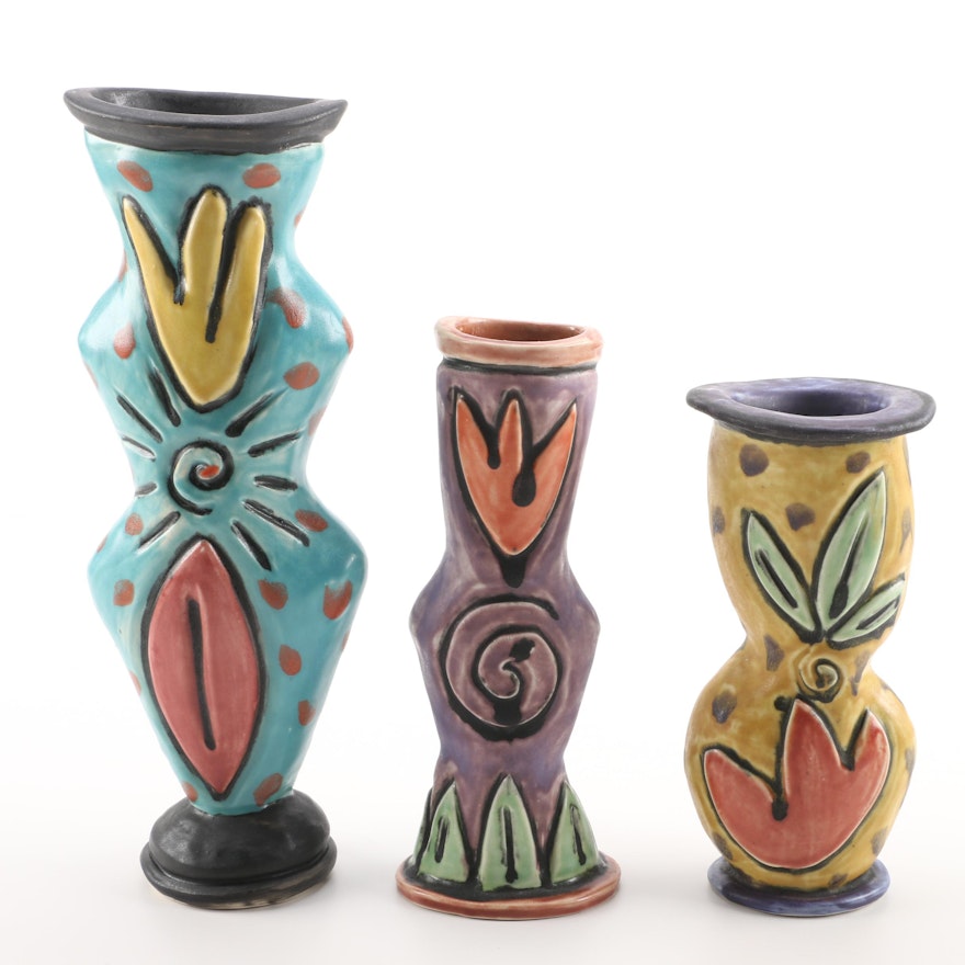 Group of Colorful Ceramic Vases