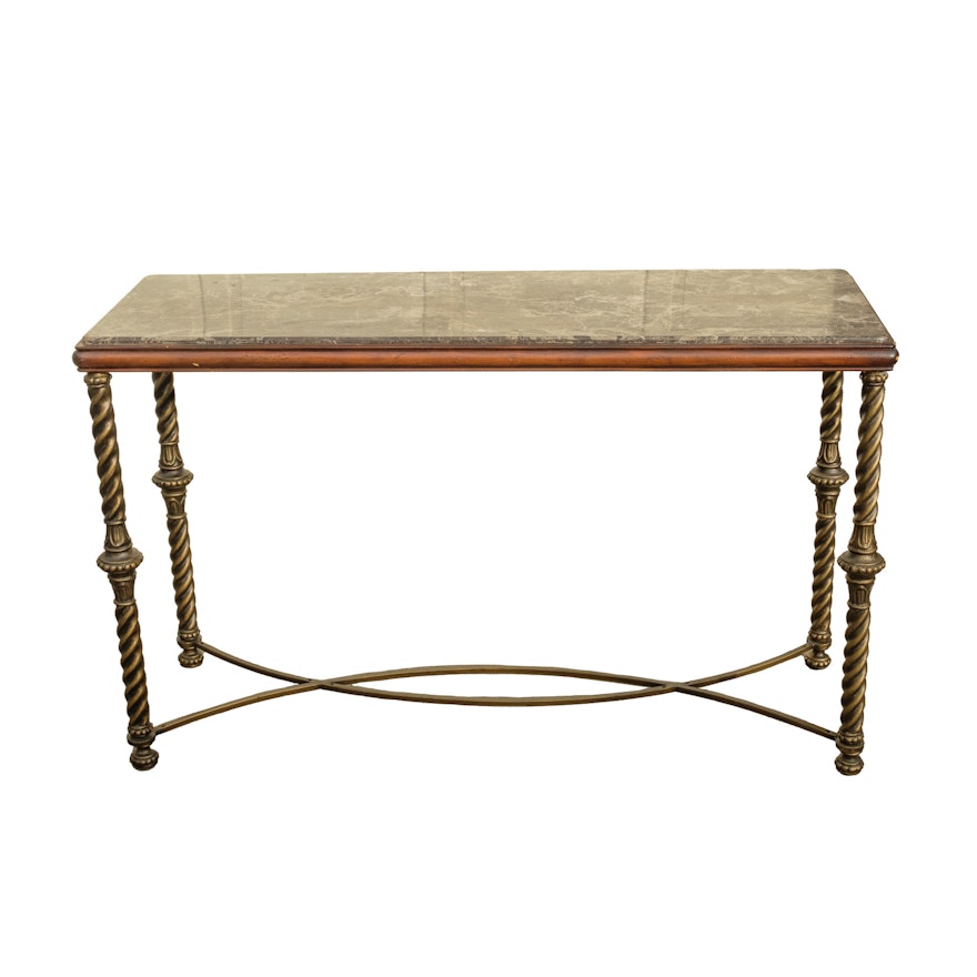 Contemporary Console Table with Mosaic Marble Top