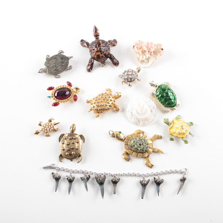 Assorted Costume Brooches, Bracelets, Brooches