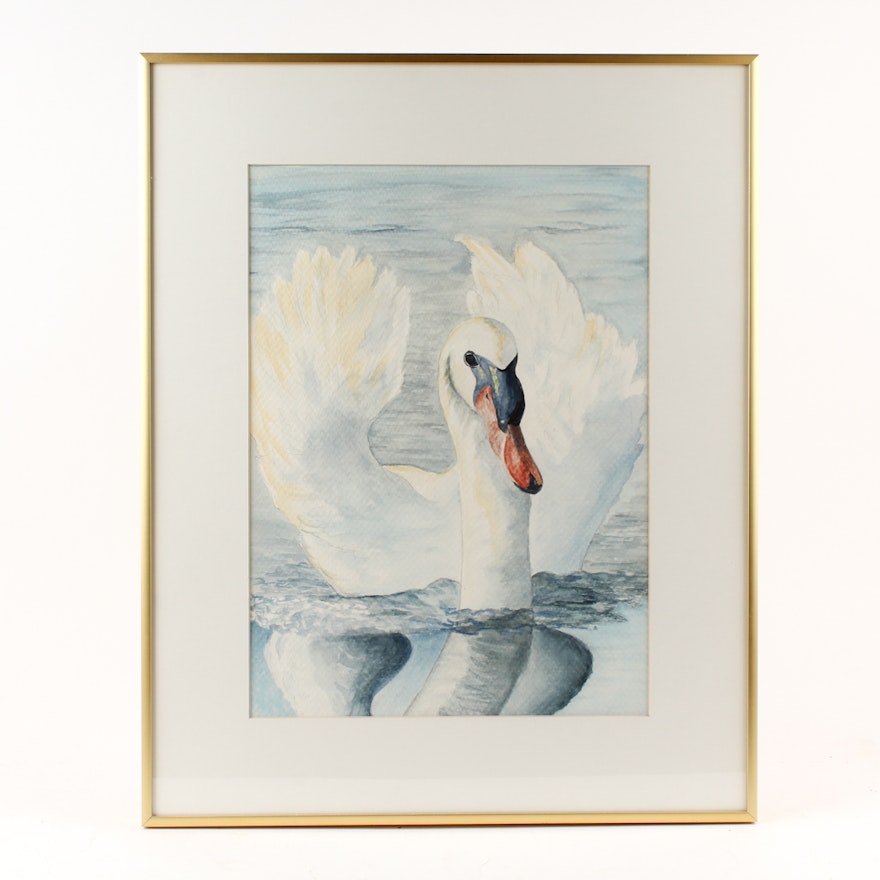 Watercolor Painting of a Swan