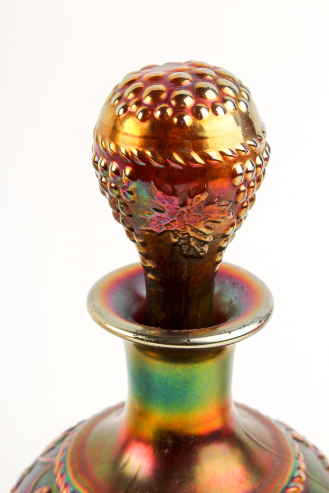 Vintage Carnival Glass Bottle and Charles Sadak Porcelain Plate