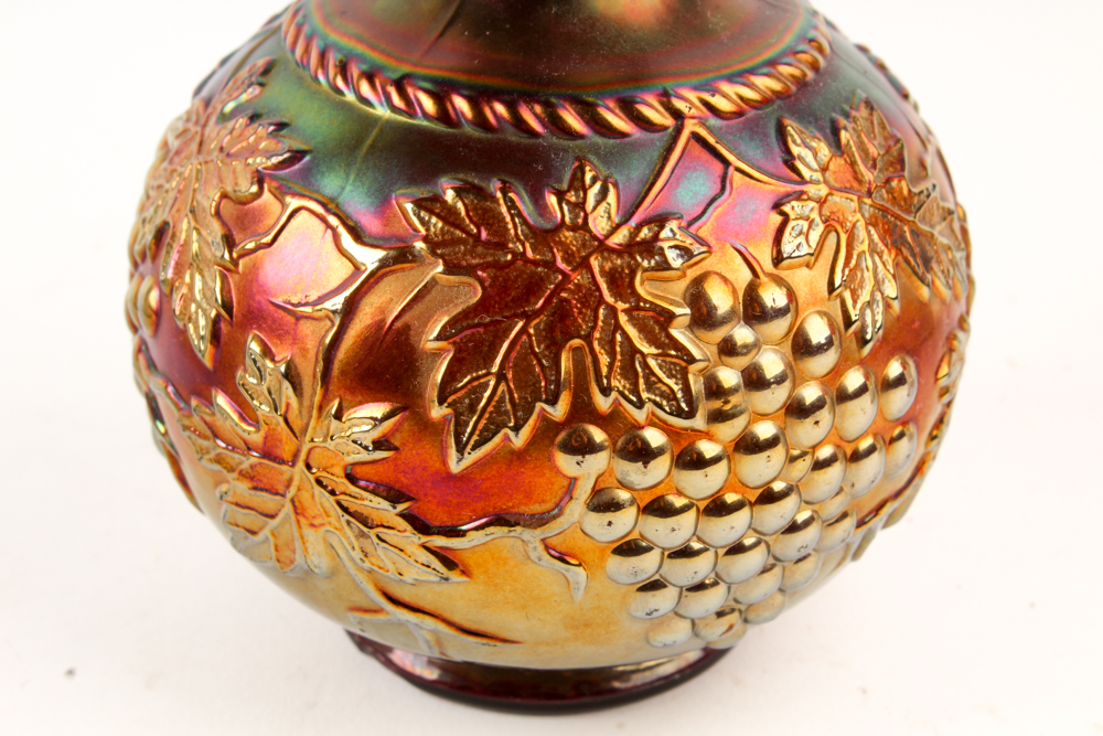 Vintage Carnival Glass Bottle and Charles Sadak Porcelain Plate