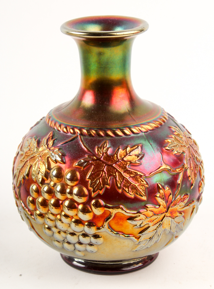 Vintage Carnival Glass Bottle and Charles Sadak Porcelain Plate