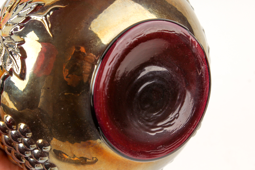 Vintage Carnival Glass Bottle and Charles Sadak Porcelain Plate