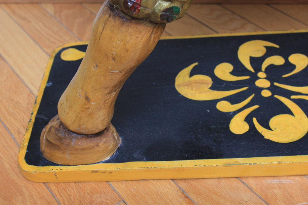 Indian Inspired Polychrome Wooden Sculpture of Figures Riding a Camel
