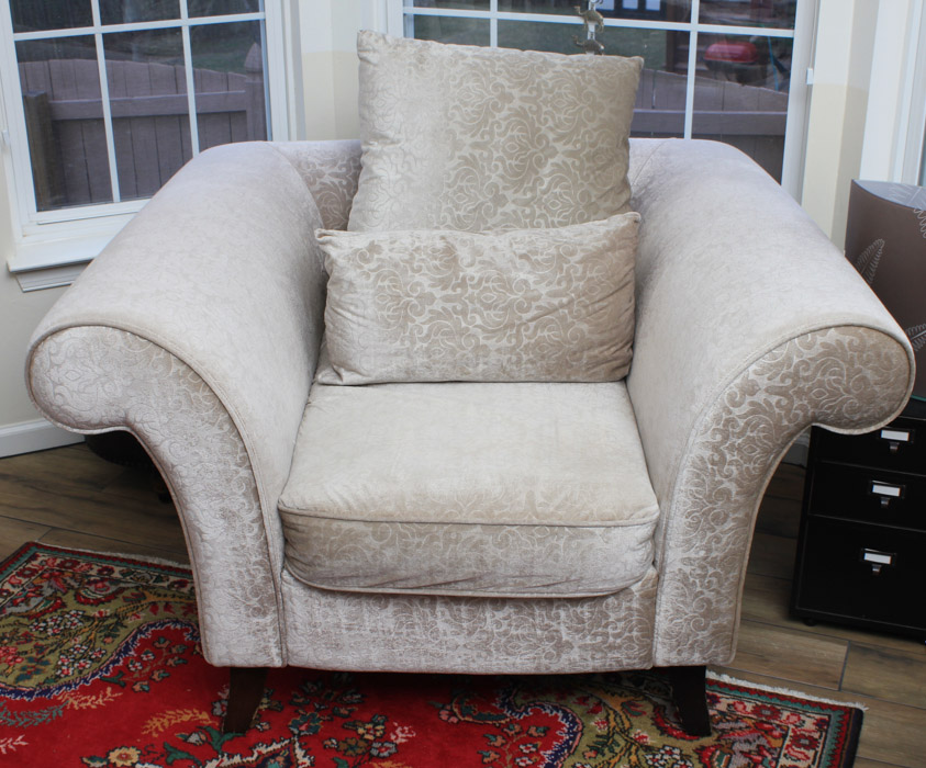 Pair of Damask Velvet Upholstered Lounge Chairs
