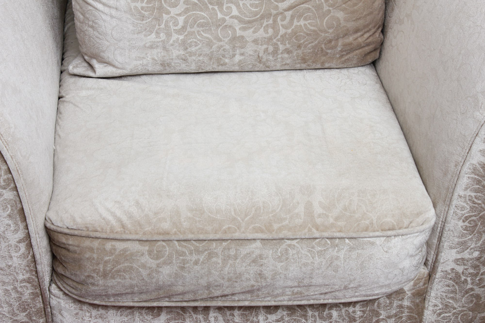 Pair of Damask Velvet Upholstered Lounge Chairs