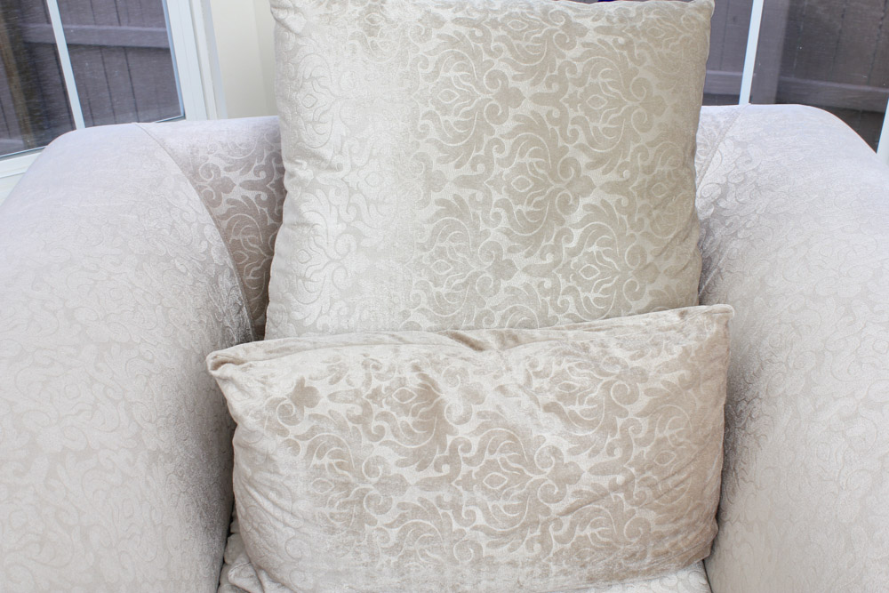 Pair of Damask Velvet Upholstered Lounge Chairs