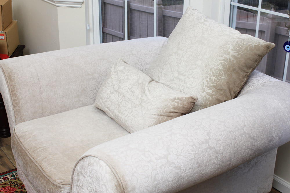 Pair of Damask Velvet Upholstered Lounge Chairs