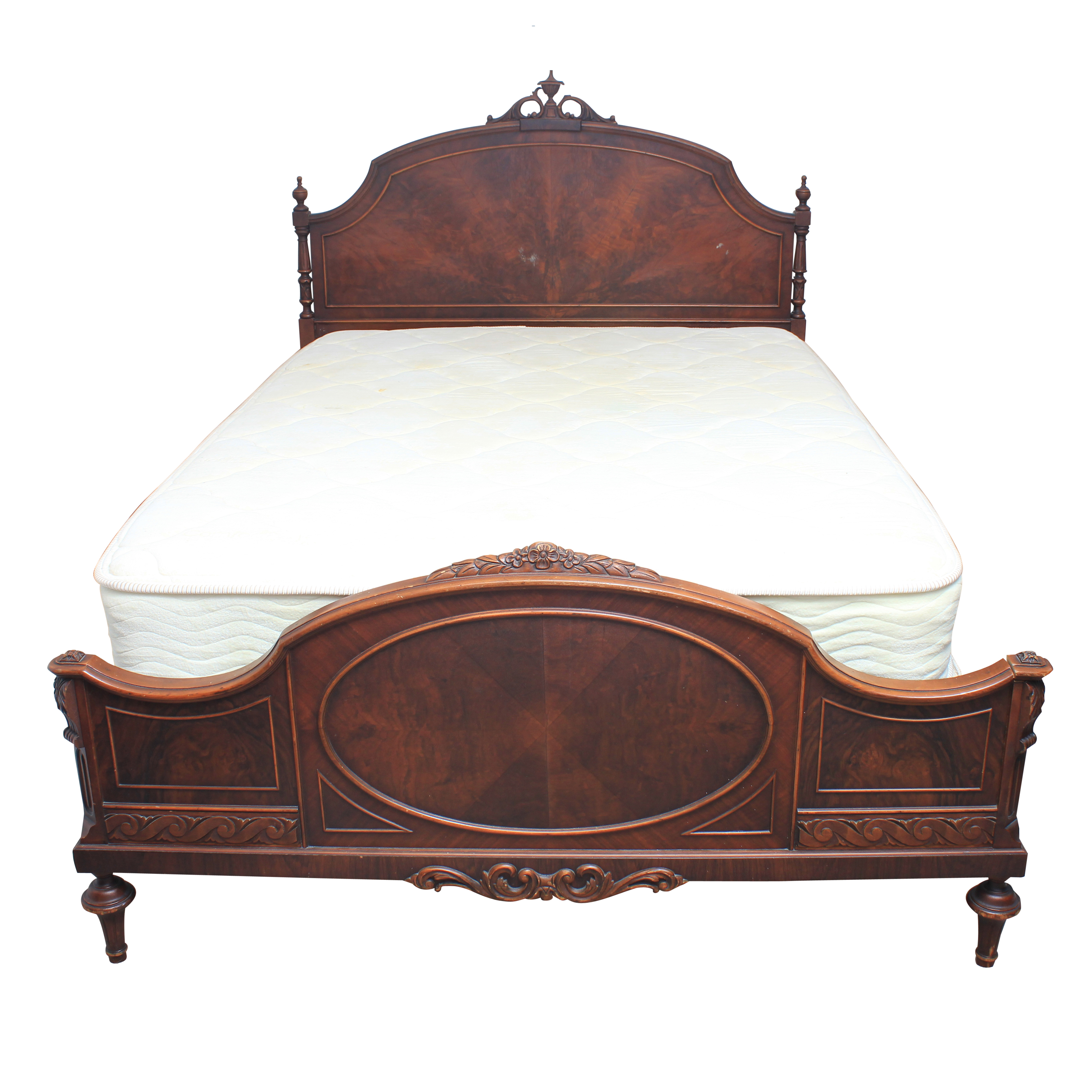 Vintage French Style Walnut Full Bed Frame