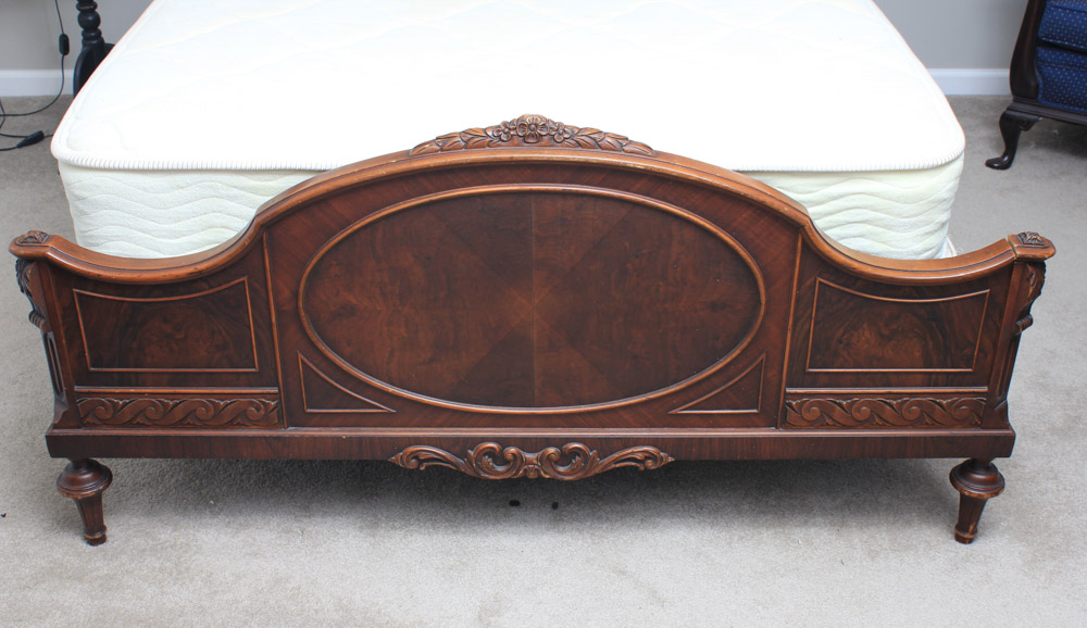 Vintage French Style Walnut Full Bed Frame