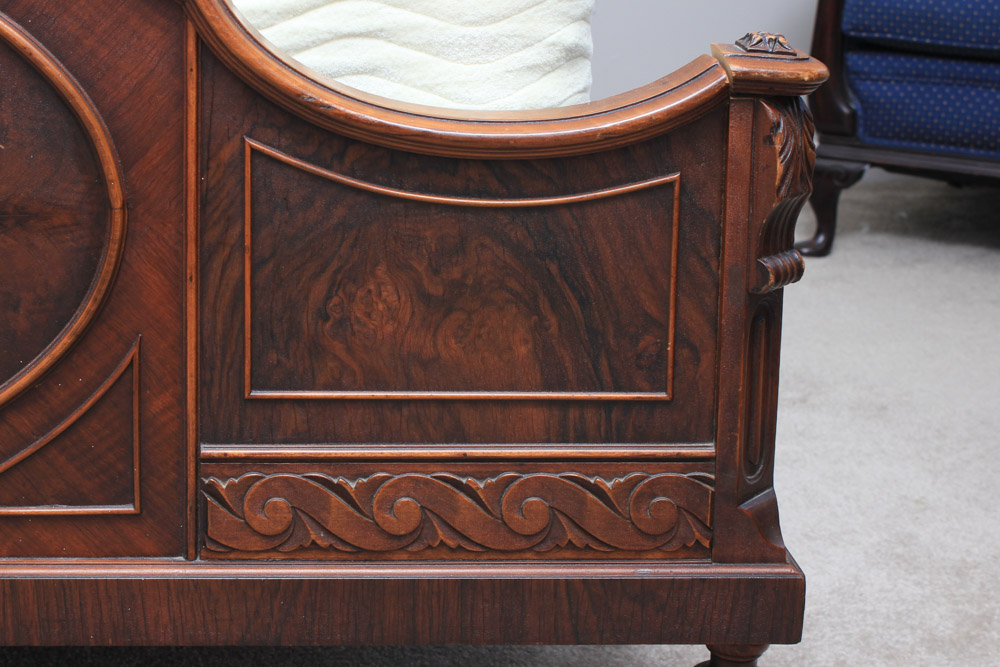 Vintage French Style Walnut Full Bed Frame