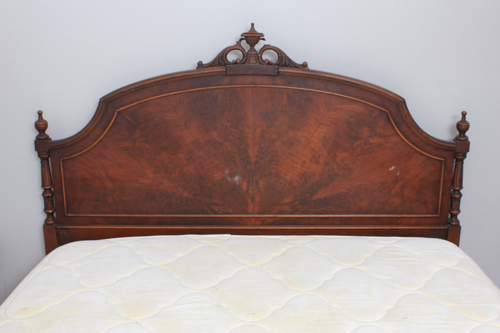 Vintage French Style Walnut Full Bed Frame