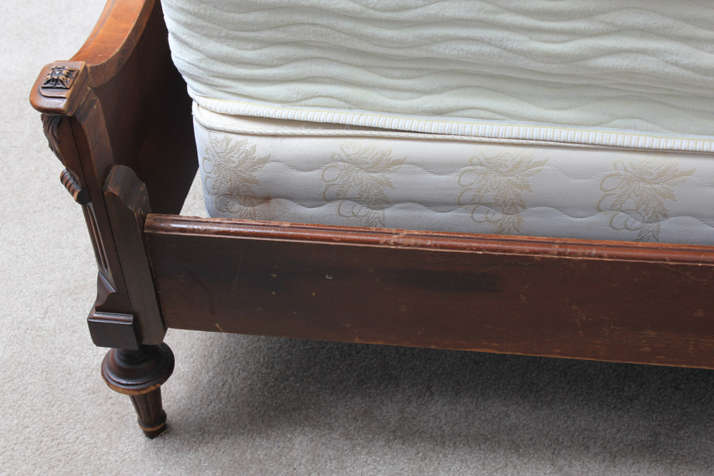 Vintage French Style Walnut Full Bed Frame