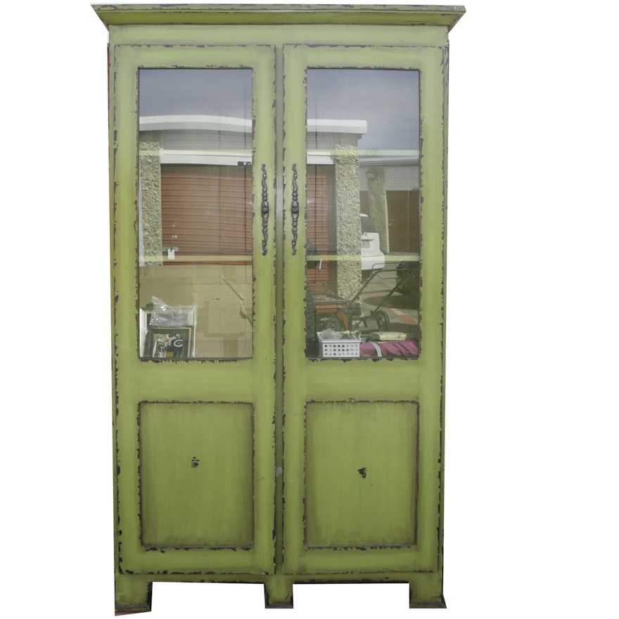 Contemporary Distressed Painted China Cabinet