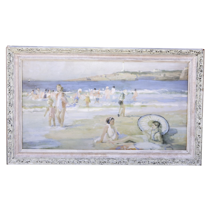 Reproduction Print After Paul Michel Dupuy's "Beach at Biarritz"