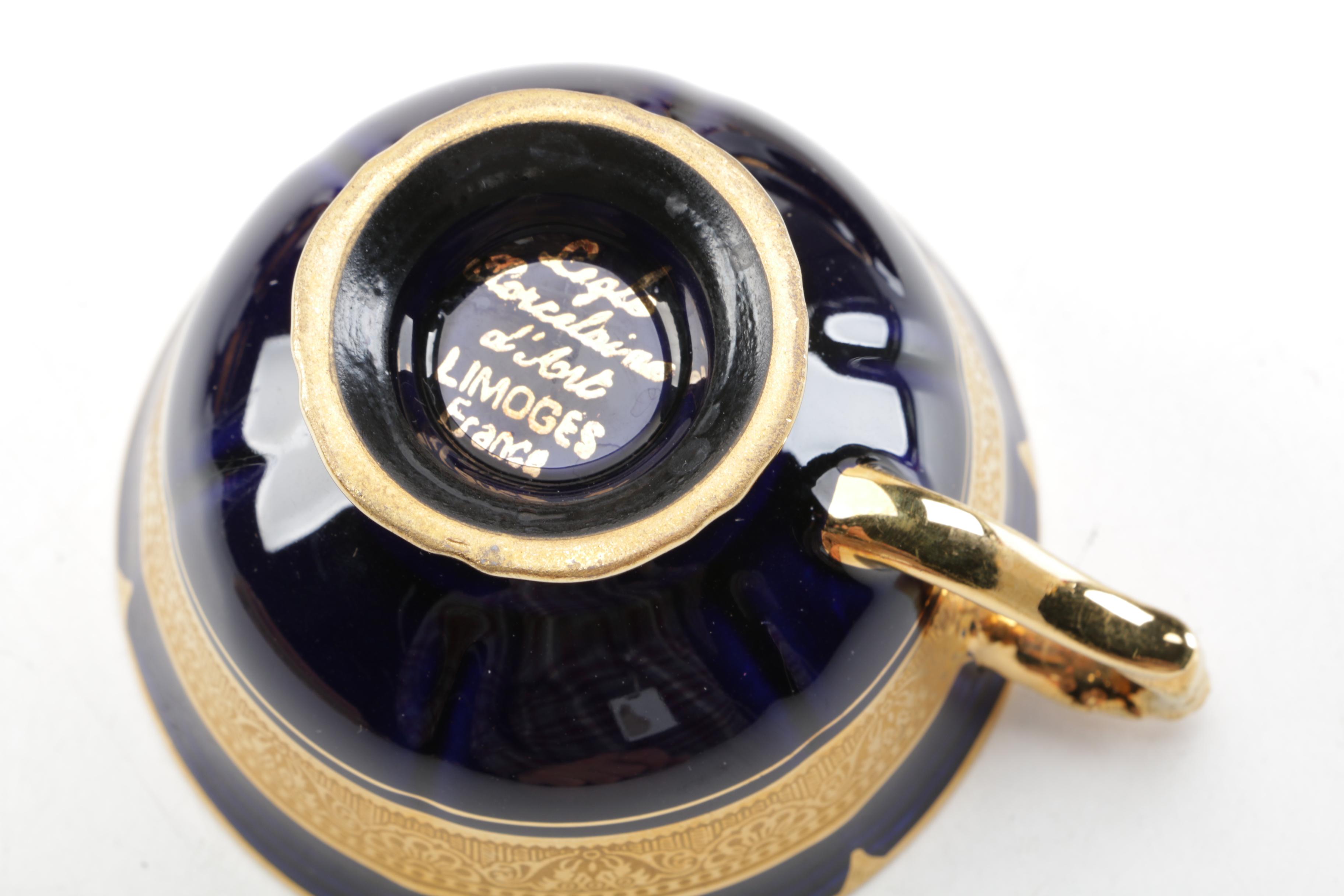 Legle Limoges "Madame Pompadour" Porcelain Cups and Saucers