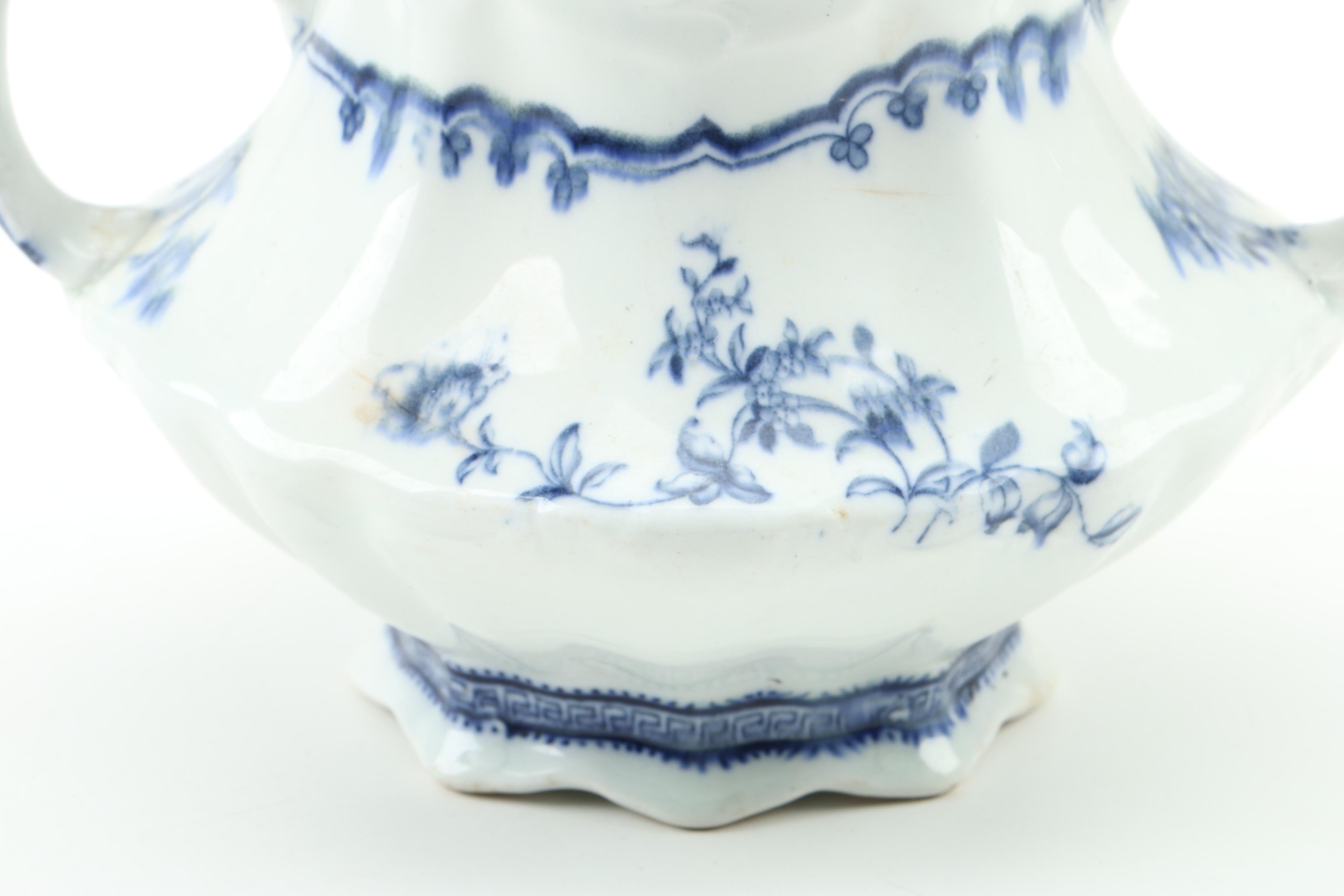 Late 19th Century J. & G. Meakin "Rosalie" Flow Blue Sugar Bowl