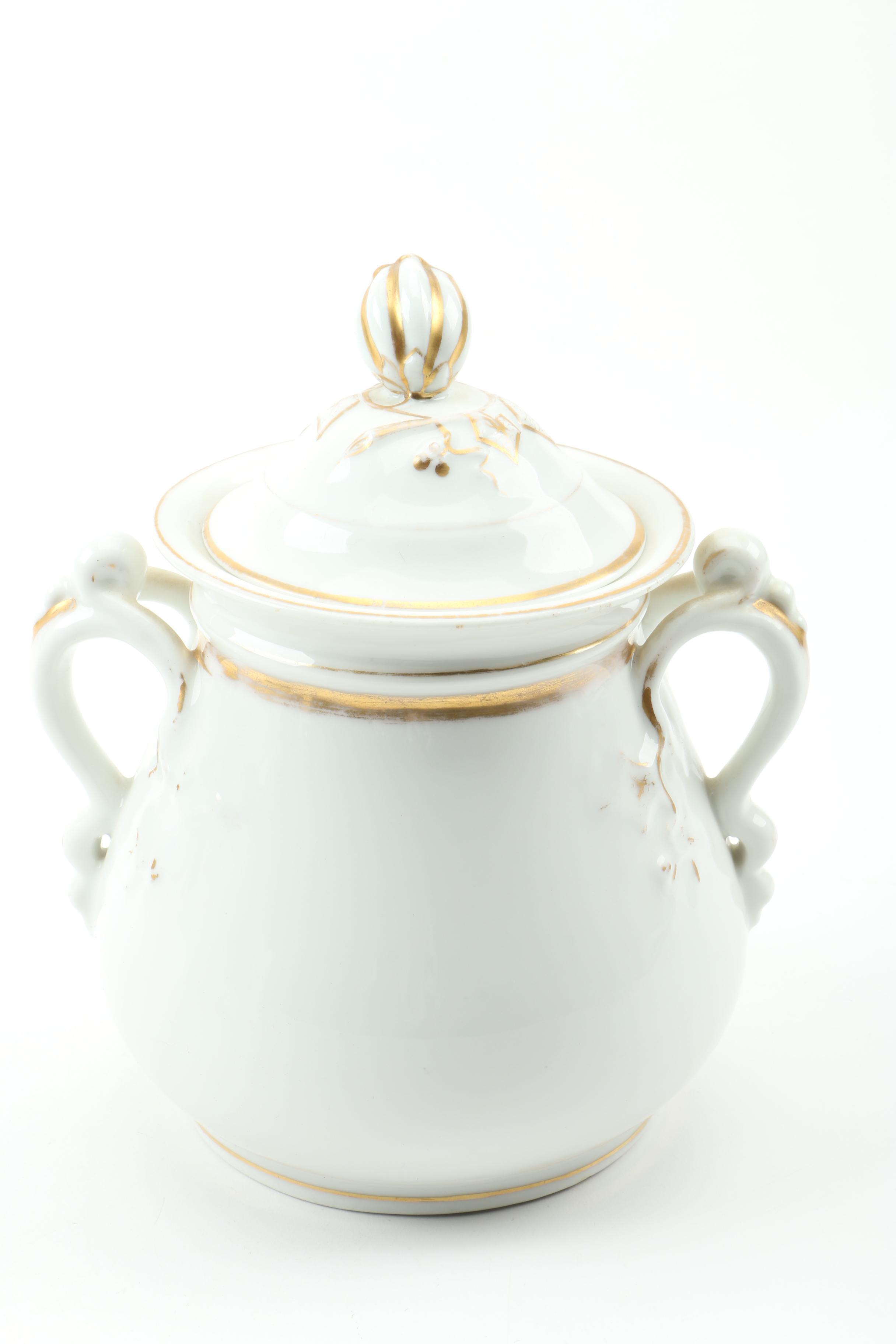 Antique Haviland Limoges Porcelain Creamer and Sugar Bowl