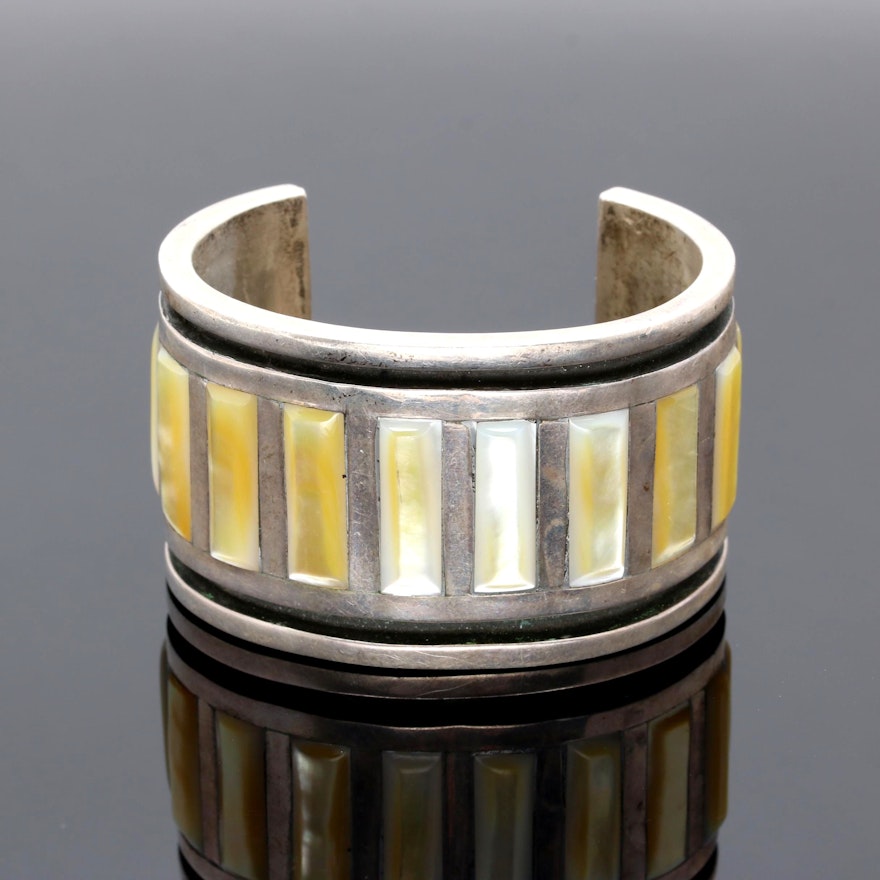 Sterling Silver Mother of Pearl Cuff Bracelet