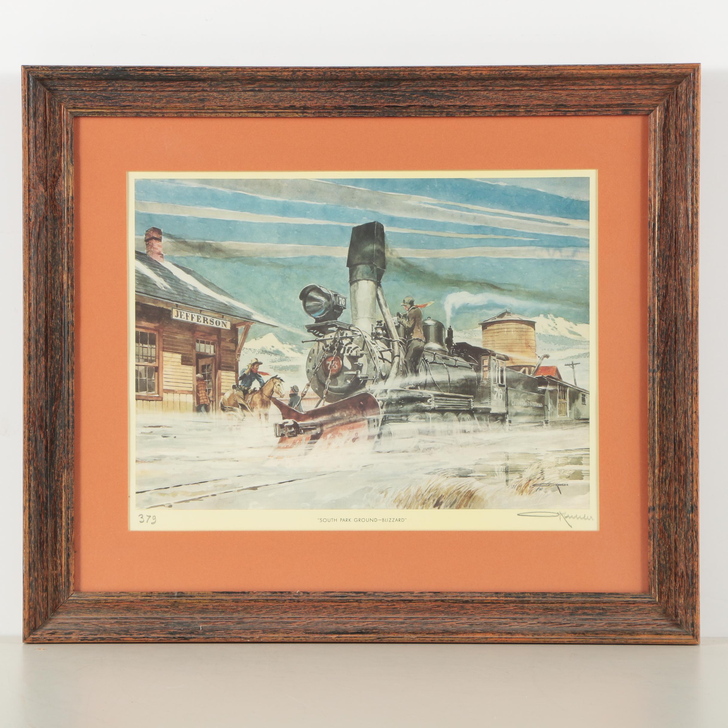 Otto Kuhler Offset Lithographs Featuring "Chowstop at Como"