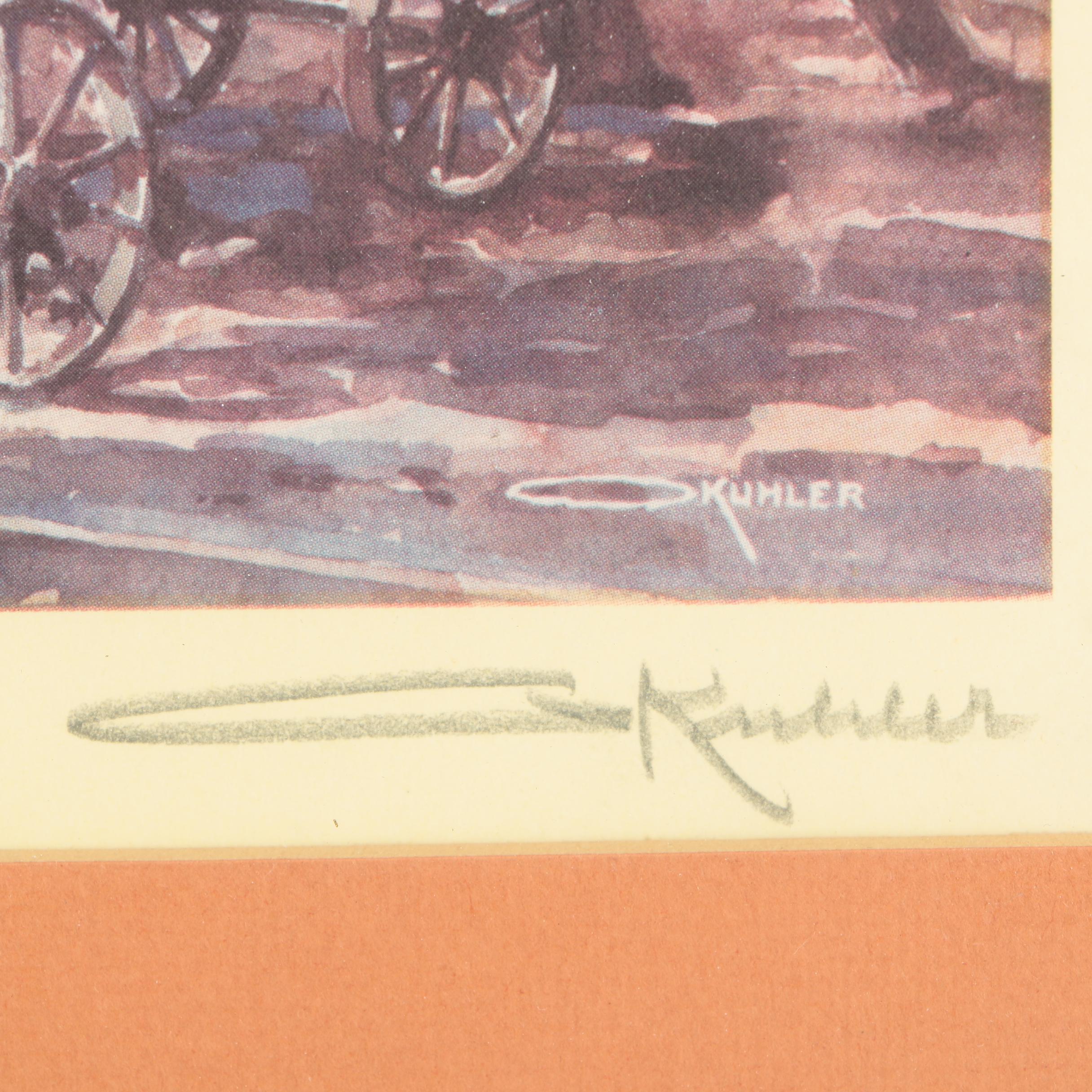 Otto Kuhler Offset Lithographs Featuring "Chowstop at Como"