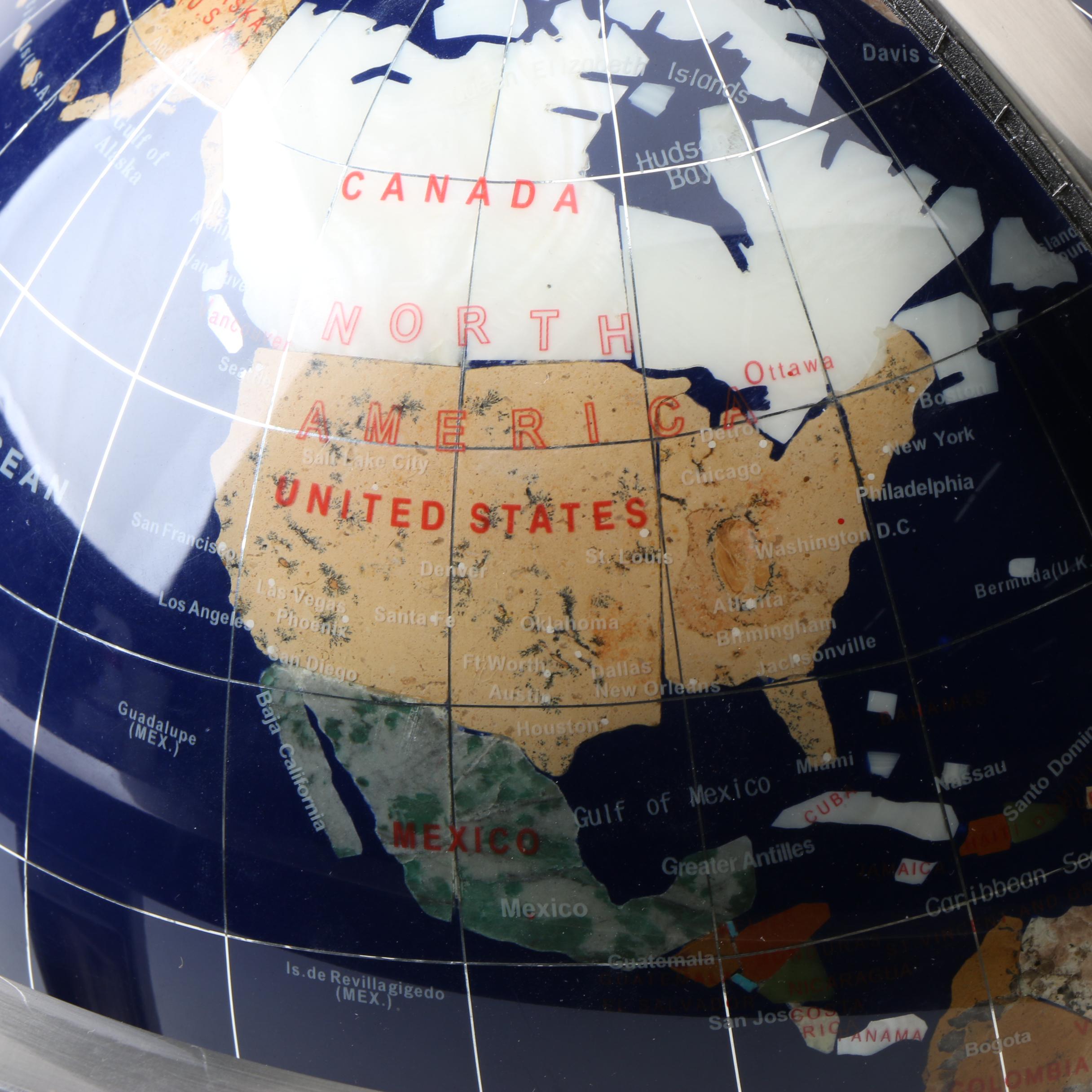 Desktop Compass Stone Globe with Metal Stand