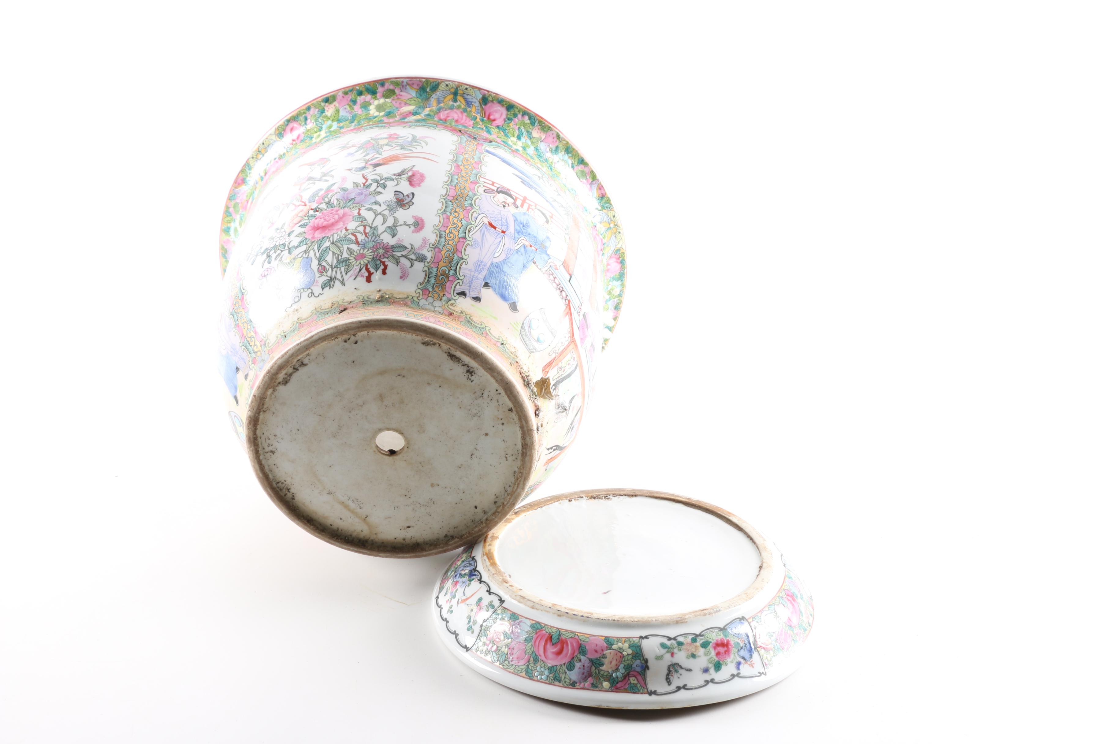 Chinese Porcelain Planters and Saucers