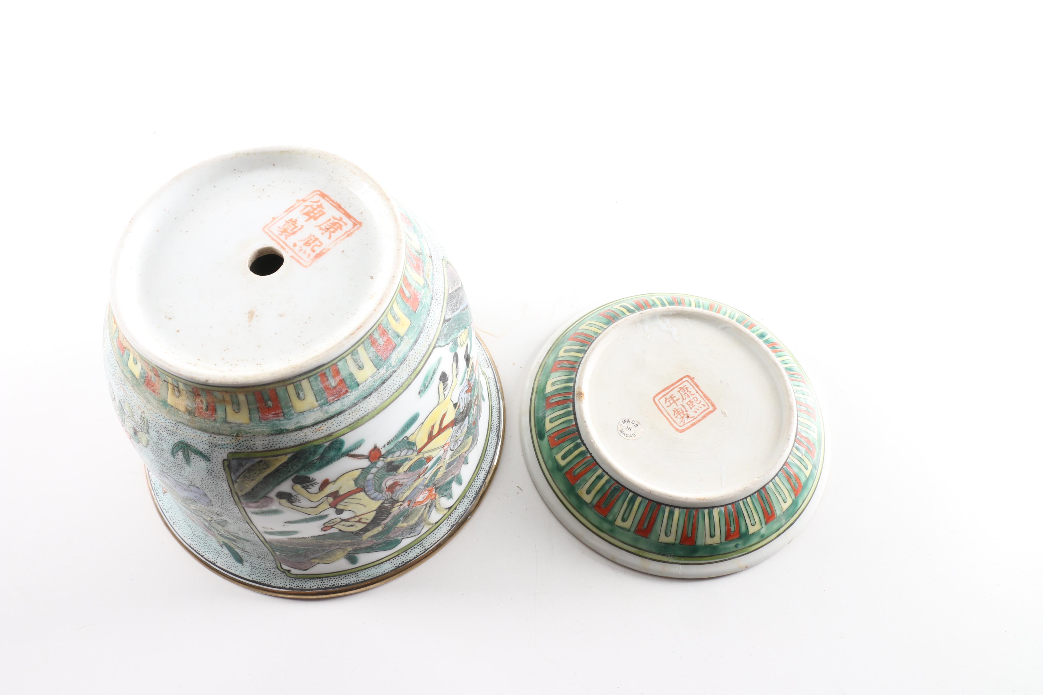 Chinese Porcelain Planters and Saucers