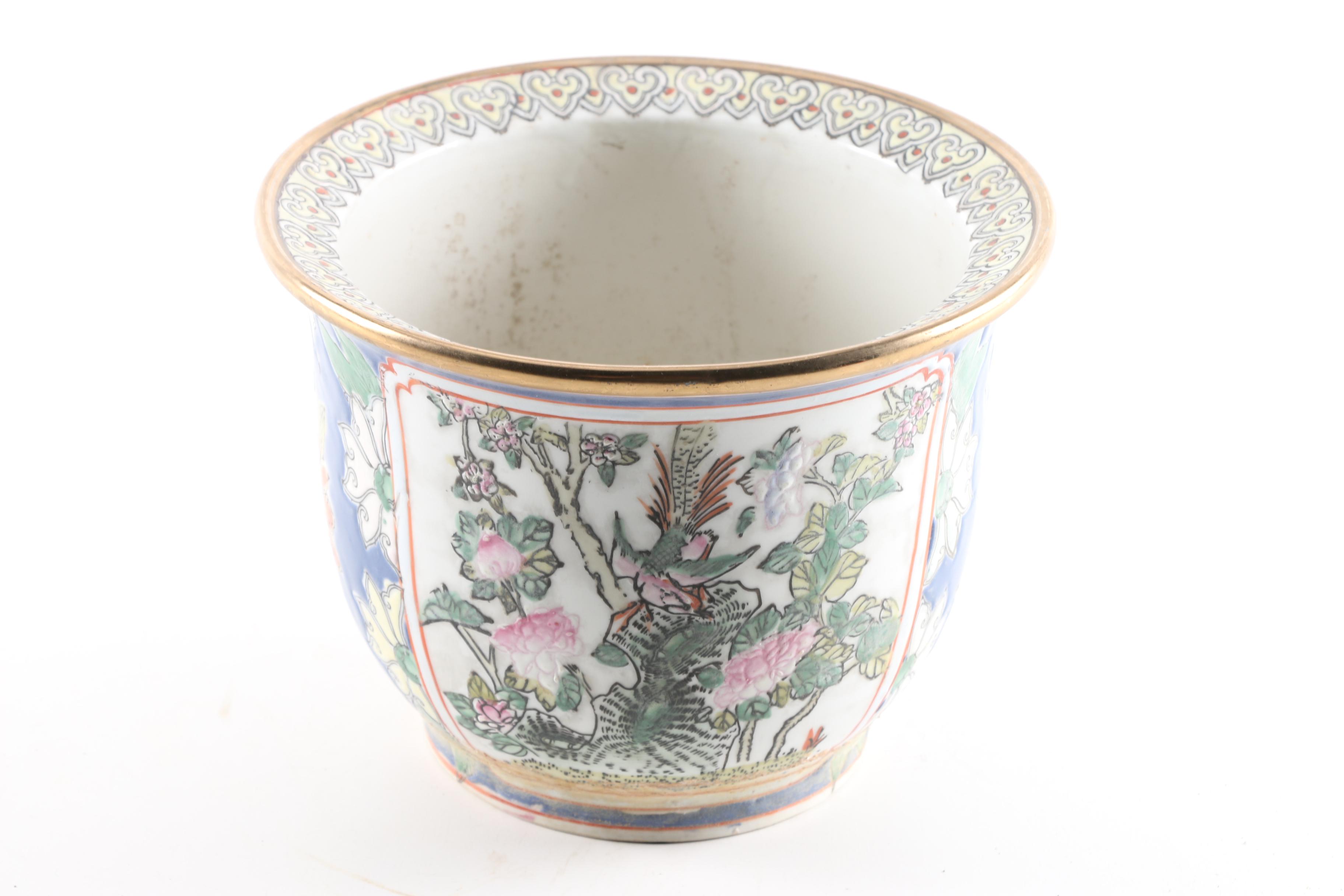 Chinese Porcelain Planters and Saucers