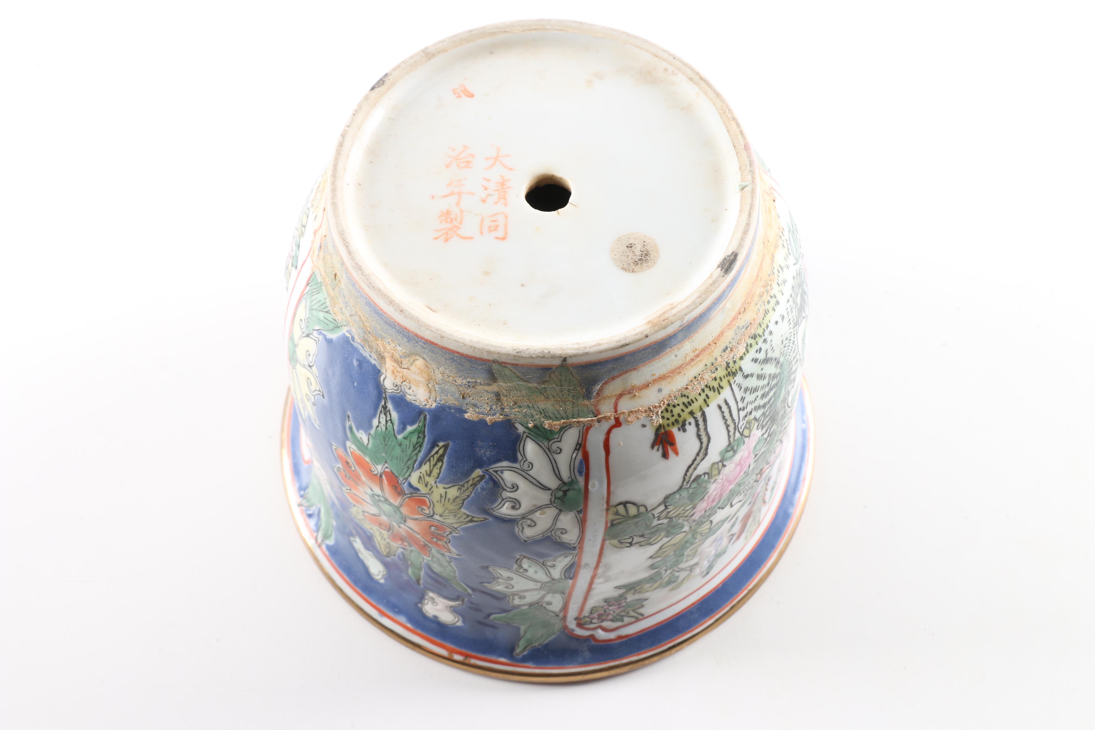 Chinese Porcelain Planters and Saucers