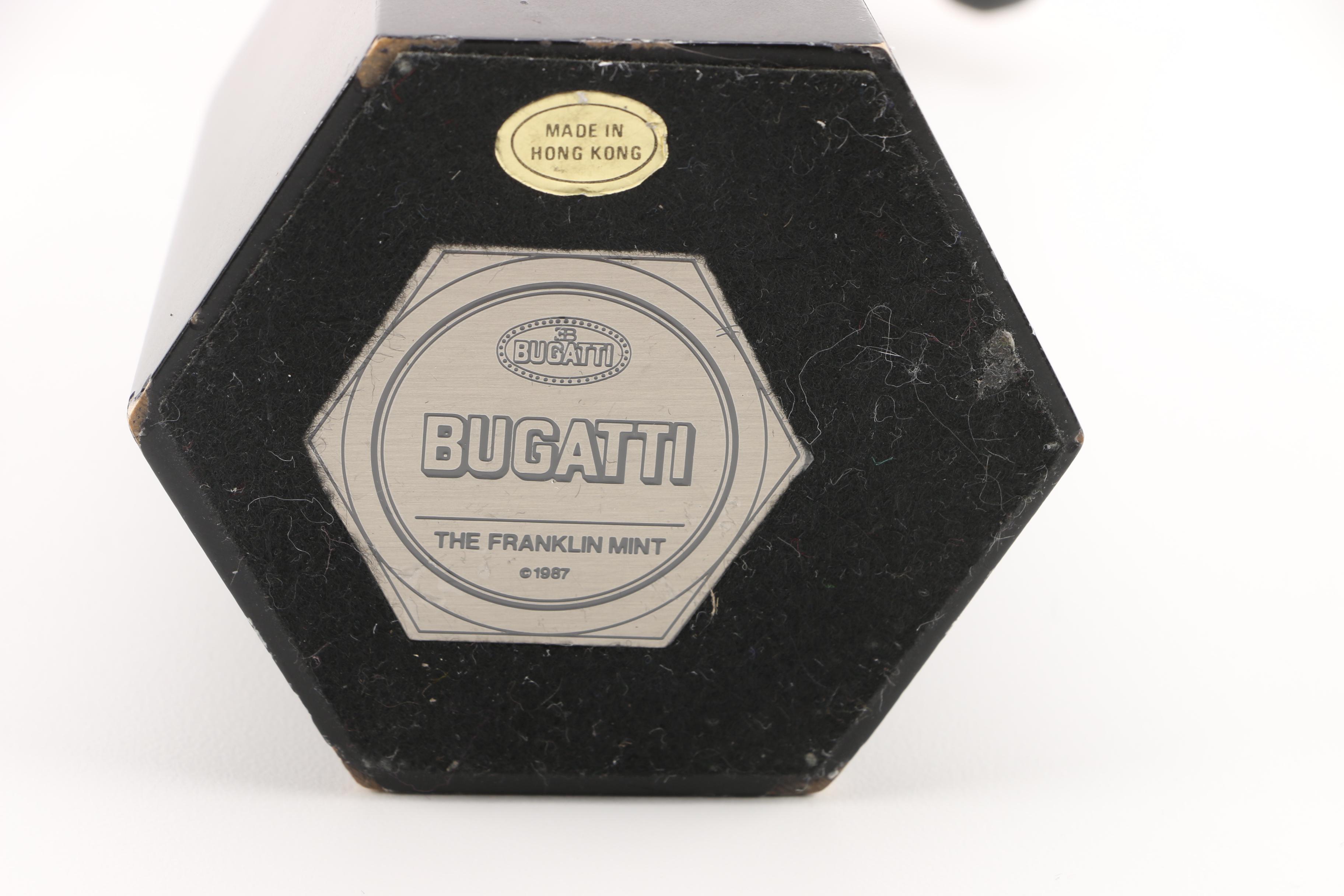 The Franklin Mint Bugatti Metal Elephant Figure on Wooden Stand