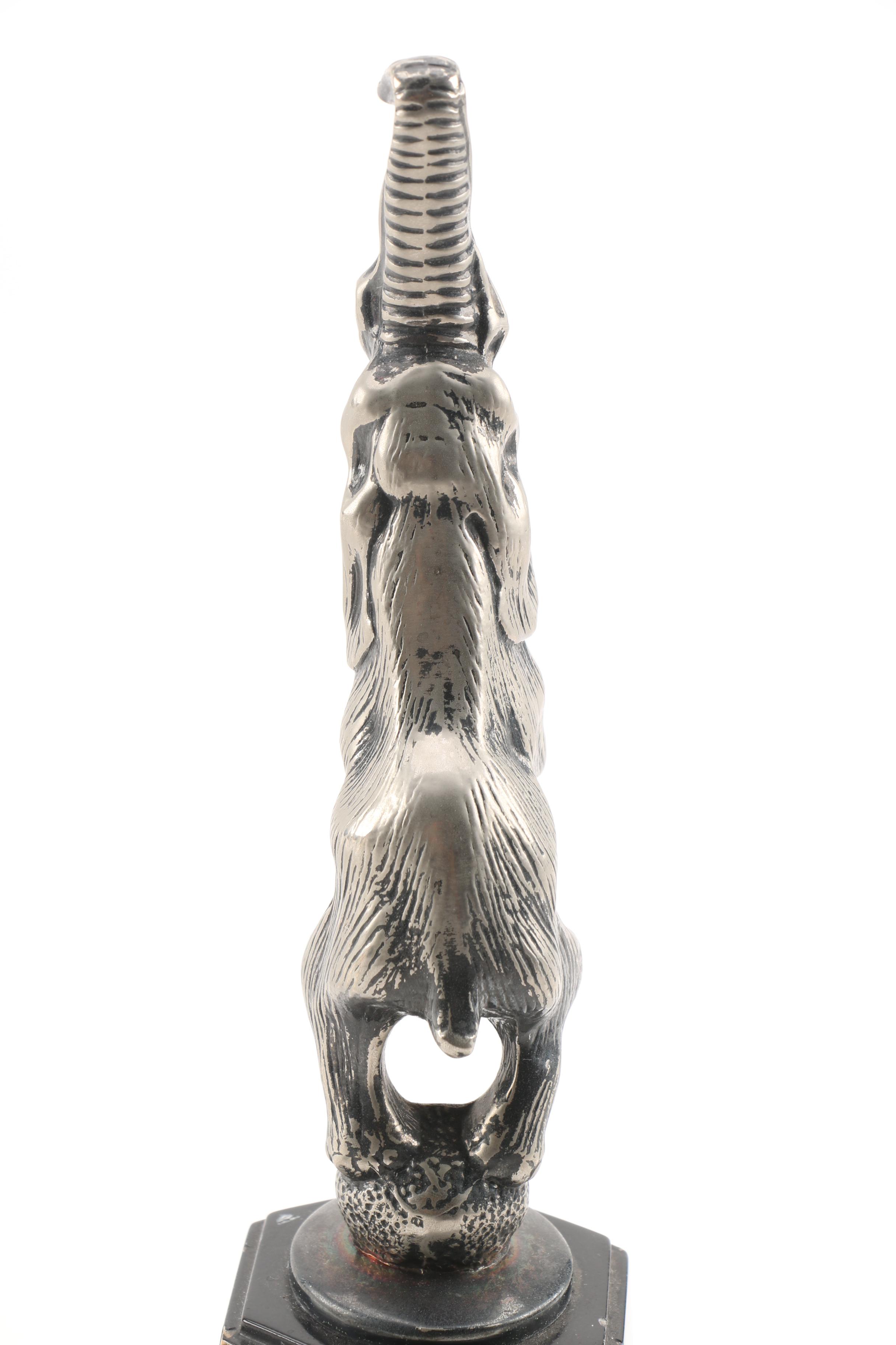 The Franklin Mint Bugatti Metal Elephant Figure on Wooden Stand