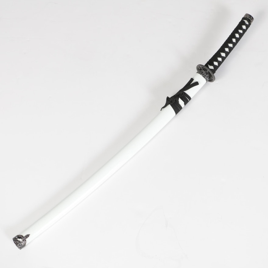 Contemporary Japanese Style Katana with White Hilt and Scabbard