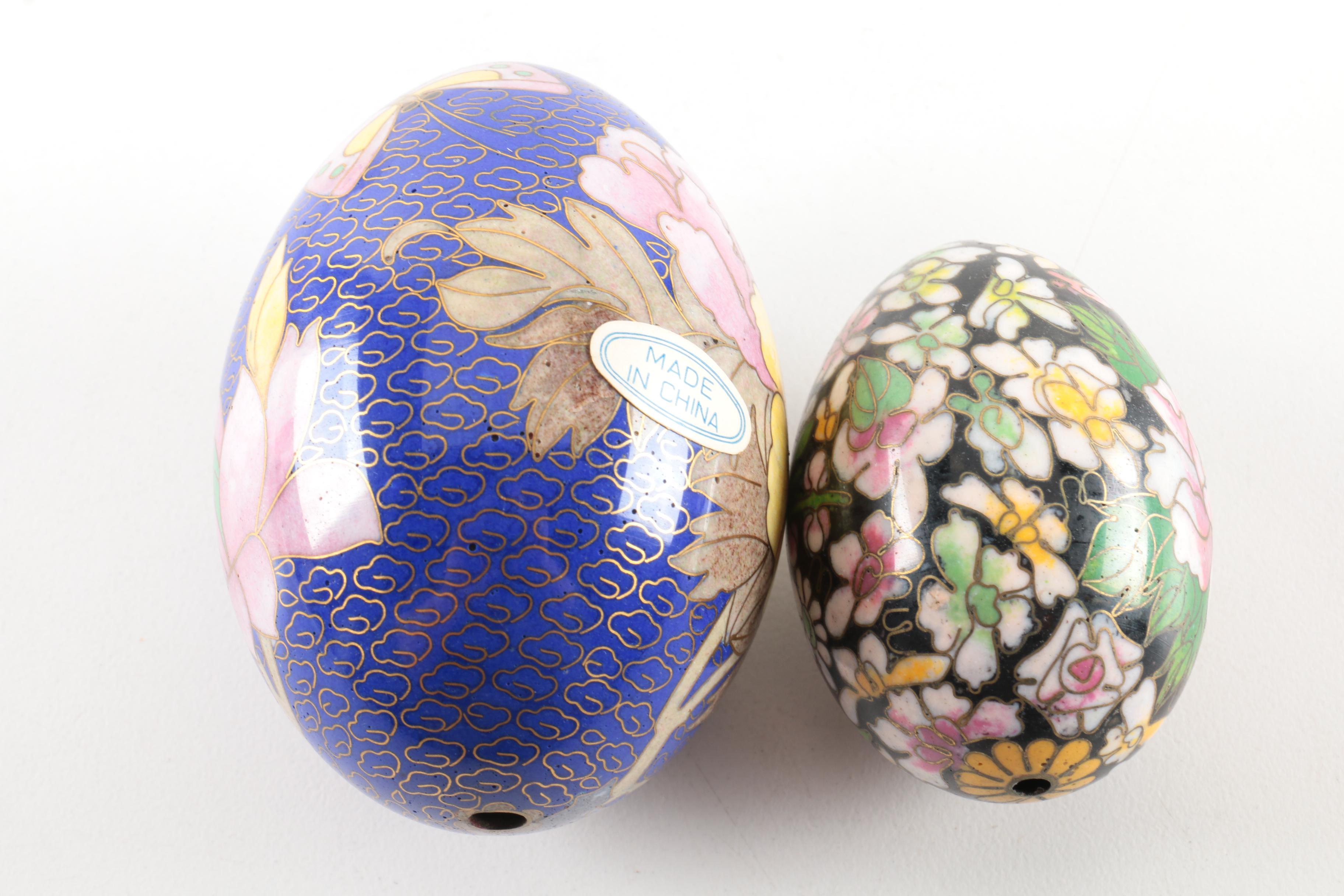 Vintage Hand-Decorated Cloisonné Eggs