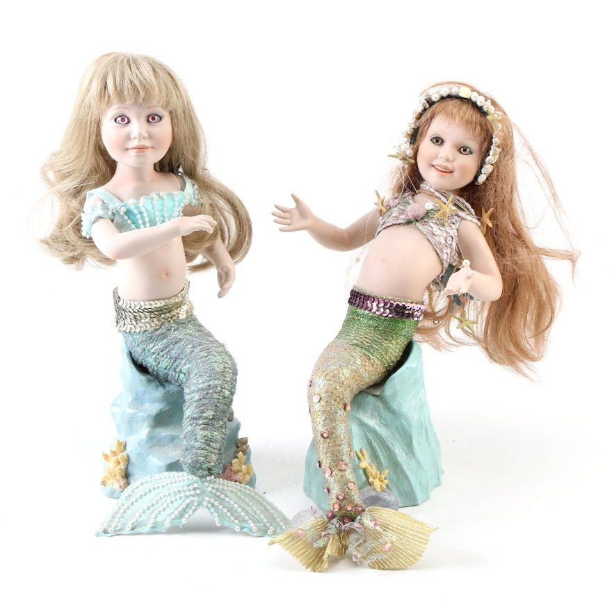 Danbury Mint "Serena" and "Mirabelle" Mermaid Dolls by Judy Belle