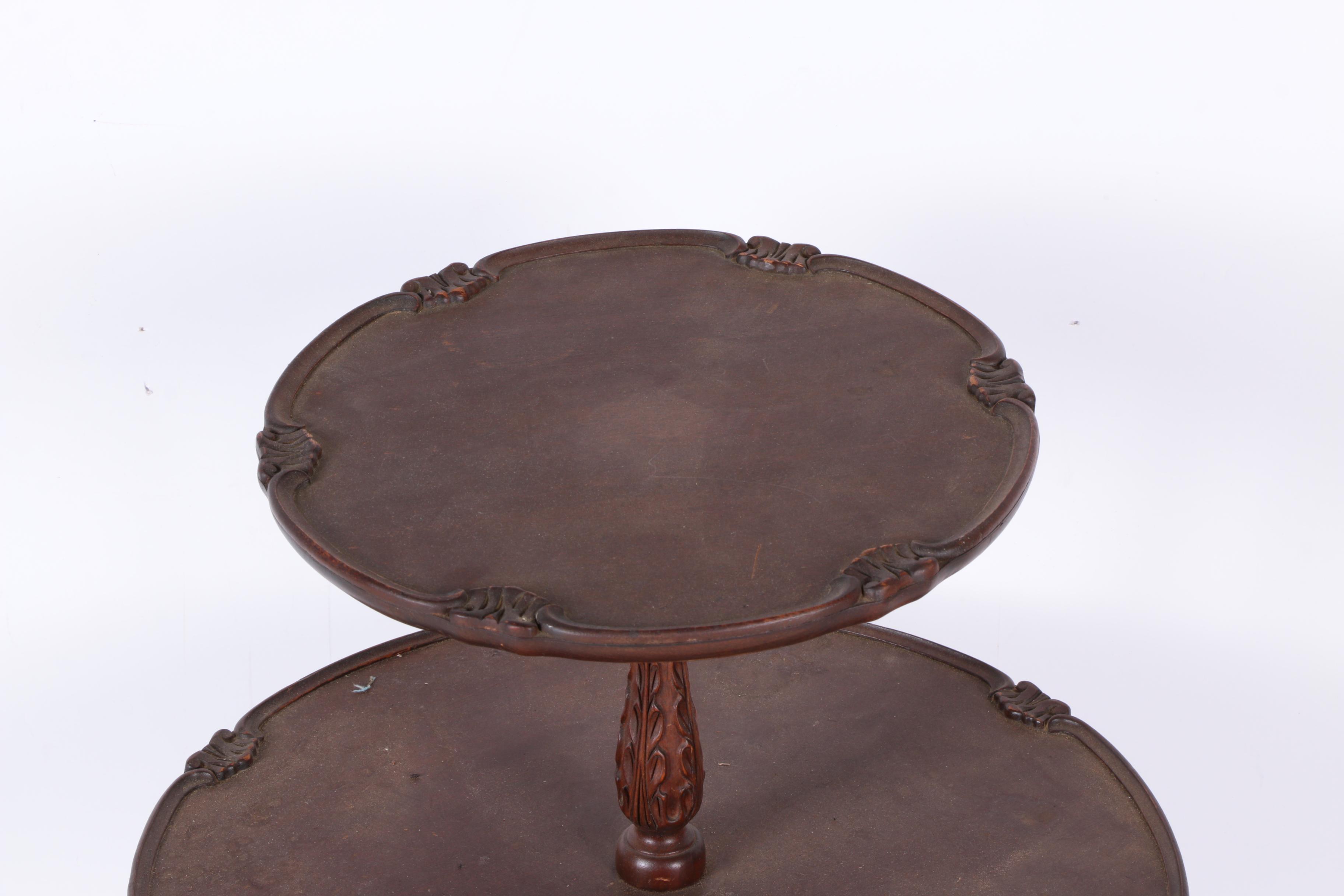 Vintage Queen Anne Style Mahogany Dumbwaiter Table