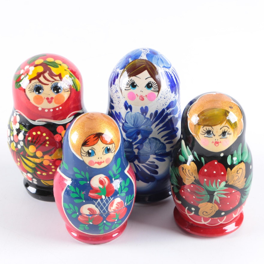 Vintage Hand-Painted Matryoshka Nesting Dolls