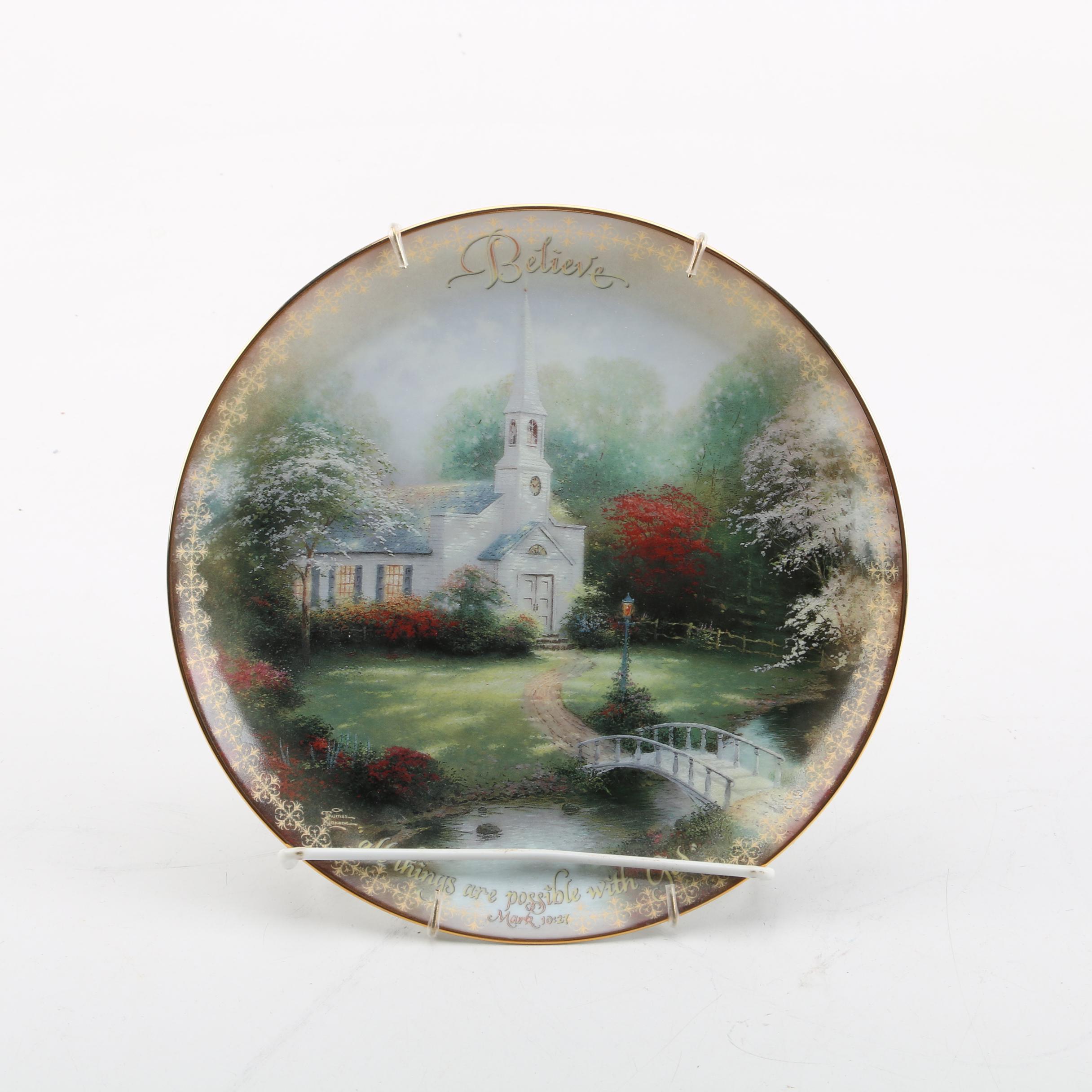 Thomas Kinkade "Hometown Chapel" Plate from "Spirit of Life" Collection 2000
